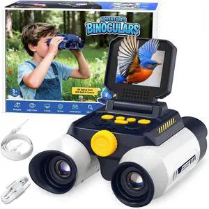 Binoculars for Kids with Night Vision, 2.4" HD Screen & 10X Zoom for Photo and Video - Outdoor Adventure Binoculars Bird Watching, Camping, Hiking, Gifts for Kids Ages 4+ White Binoculars for Kids with Night Vision, 2.4" HD Screen & 10X Zoom for Photo and Video - Outdoor Adventure Binoculars Bird Watching, Camping, Hiking, Gifts for Kids Ages 4+ White