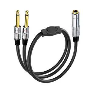 6.35mm Y Splitter Audio Cable 6.35mm 1/4" TRS Stereo Female to Dual 1/4" TS Mono Male Cable for Amplifiers, Mixer, Studio Monitors 0.5M/1.6Ft 6.35mm Y Splitter Audio Cable 6.35mm 1/4" TRS Stereo Female to Dual 1/4" TS Mono Male Cable for Amplifiers, Mixer, Studio Monitors 0.5M/1.6Ft