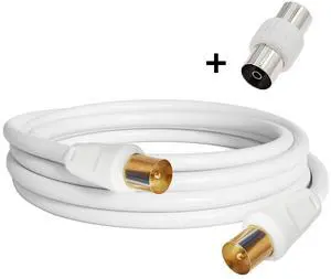 Satellite Cord RF TV Antenna Closed-Circuit Lead Cable,RG59U cable 9.5mm TV Adapter Cord Coaxial TV Cable,for Satellite TV, Cable Modem, Set-top Box Gold Plated, Straight to Straight 6ft/1.8m Satellite Cord RF TV Antenna Closed-Circuit Lead Cable,RG59U cable 9.5mm TV Adapter Cord Coaxial TV Cable,for Satellite TV, Cable Modem, Set-top Box Gold Plated, Straight to Straight 6ft/1.8m