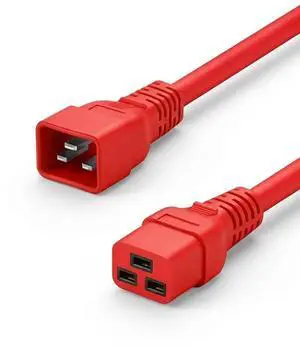 IEC C19 to C20 Power Cord Plug,Heavy-Duty Computer Power Cord PC, Red Color-Coded Connectors,IEC C20 to C19 Power Cable Replacement,14AWG ,Red 3ft/1m IEC C19 to C20 Power Cord Plug,Heavy-Duty Computer Power Cord PC, Red Color-Coded Connectors,IEC C20 to C19 Power Cable Replacement,14AWG ,Red 3ft/1m