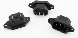 (3 Pack) DIY Rewireable Power Plug C14 Connector with Mounting Holes Adapter, IEC C14 Male Plug with Screw Holes AC 250V 10A 3 Pins IEC Inlet Module Power Connector Socket Straight Black (3 Pack) DIY Rewireable Power Plug C14 Connector with Mounting Holes Adapter, IEC C14 Male Plug with Screw Holes AC 250V 10A 3 Pins IEC Inlet Module Power Connector Socket Straight Black