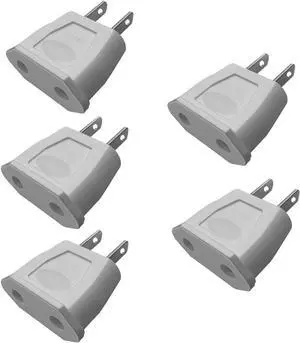 (5 Pack) EU to US Plug Adapter European to US Travel Adapter Power Converter, Euro US Plug Adapter Electrical Adapter, Wall Plug Converter, 4.0mm Hole , White Style 1 (5 Pack) EU to US Plug Adapter European to US Travel Adapter Power Converter, Euro US Plug Adapter Electrical Adapter, Wall Plug Converter, 4.0mm Hole , White Style 1