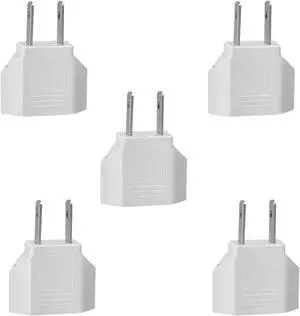 (5 Pack) EU to US Plug Adapter European to US Travel Adapter Power Converter, Euro US Plug Adapter Electrical Adapter, Wall Plug Converter, 4.0mm Hole , White Style 2 (5 Pack) EU to US Plug Adapter European to US Travel Adapter Power Converter, Euro US Plug Adapter Electrical Adapter, Wall Plug Converter, 4.0mm Hole , White Style 2