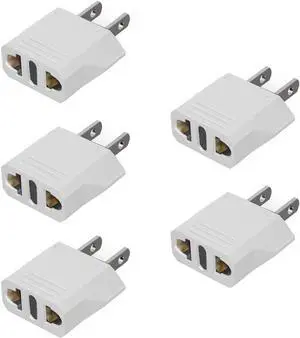 (5 Pack) EU to US Plug Adapter European to US Travel Adapter Power Converter, Euro US Plug Adapter Electrical Adapter, Wall Plug Converter, 4.0mm Hole , White Style 3 (5 Pack) EU to US Plug Adapter European to US Travel Adapter Power Converter, Euro US Plug Adapter Electrical Adapter, Wall Plug Converter, 4.0mm Hole , White Style 3