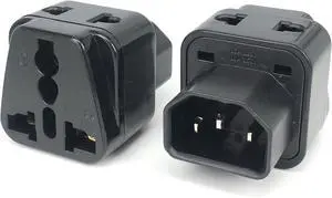 2-Pack IEC C14 to Nema 5-15R Power Adapter ,IEC C14 to Universal Female AU US UK EU (2in1) Adapter Power Plug/Socket(C14 to Universal) 2-Pack IEC C14 to Nema 5-15R Power Adapter ,IEC C14 to Universal Female AU US UK EU (2in1) Adapter Power Plug/Socket(C14 to Universal)