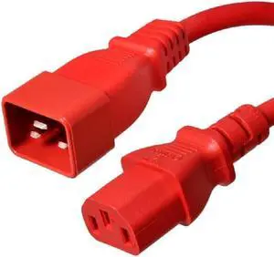 IEC C20 to C13 Heavy Duty Power Cord Plug, Red Color-Coded Connectors IEC 60320 C20 Male to C13 Female Computer Powe Cord Replacement,14AWG,3ft/1m, Red IEC C20 to C13 Heavy Duty Power Cord Plug, Red Color-Coded Connectors IEC 60320 C20 Male to C13 Female Computer Powe Cord Replacement,14AWG,3ft/1m, Red