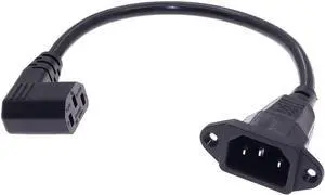 90-Degree Left Angle IEC C13 to C14 with Mounting Holes Computer Power Cord Plug, IEC320 C14 with Scerw Hole to C13 Left Angled AC Power Cable,18AWG,1ft/0.3m Left Angle 90-Degree Left Angle IEC C13 to C14 with Mounting Holes Computer Power Cord Plug, IEC320 C14 with Scerw Hole to C13 Left Angled AC Power Cable,18AWG,1ft/0.3m Left Angle