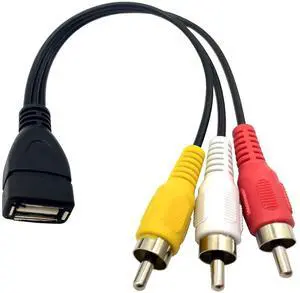 USB Female to 3 RCA Male AV Adapter Cable , USB2.0 Female to 3 RCA Male, A/V Cord for Laptop Desktop / Monitor/TV, Projector with Composite RCA Input, Plug & Play,0.65ft/20cm USB Female to 3 RCA Male AV Adapter Cable , USB2.0 Female to 3 RCA Male, A/V Cord for Laptop Desktop / Monitor/TV, Projector with Composite RCA Input, Plug & Play,0.65ft/20cm
