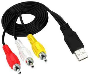USB to 3RCA Cable, USB Male to 3 RCA Male Jack Splitter Audio Video AV Composite Adapter Cord Cable (USB M/3RCA M),5ft/1.5m USB to 3RCA Cable, USB Male to 3 RCA Male Jack Splitter Audio Video AV Composite Adapter Cord Cable (USB M/3RCA M),5ft/1.5m