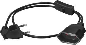 2-Pin EU Extension Cord with Switch, Toptekis Euro EU4.0mm 2-Prong Power Cord Cable VDE Bend Angle 90 Degree Elbow Plug Male to Female European Extension Cable ,18AWG, Black,3ft/1m 2-Pin EU Extension Cord with Switch, Toptekis Euro EU4.0mm 2-Prong Power Cord Cable VDE Bend Angle 90 Degree Elbow Plug Male to Female European Extension Cable ,18AWG, Black,3ft/1m