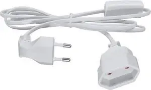 2-Pin EU Extension Cord with Switch, Toptekis Euro EU4.0mm 2-Prong Power Cord Cable VDE Bend Angle 90 Degree Elbow Plug Male to Female European Extension Cable ,18AWG, Black,White ,6ft/2m 2-Pin EU Extension Cord with Switch, Toptekis Euro EU4.0mm 2-Prong Power Cord Cable VDE Bend Angle 90 Degree Elbow Plug Male to Female European Extension Cable ,18AWG, Black,White ,6ft/2m