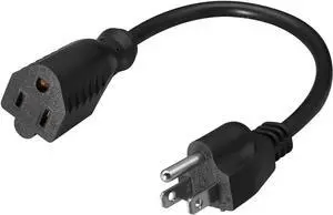 Heavy-Duty Power Short Extension Cord 1 Foot, NEMA 5-15P to NEMA 5-15R Male to Female US Extension Cable, 3 Prong Cord Extender, ETL Listed, 16AWG, 1ft/0.3m Heavy-Duty Power Short Extension Cord 1 Foot, NEMA 5-15P to NEMA 5-15R Male to Female US Extension Cable, 3 Prong Cord Extender, ETL Listed, 16AWG, 1ft/0.3m