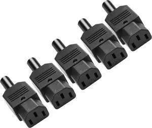 (5 Pack) IEC C13 Female Connector Electrical Adapter, DIY IEC320 C13 Rewireable Power Plug 3 Prong Adapter Power Converters 10A/250V (5 Pack) IEC C13 Female Connector Electrical Adapter, DIY IEC320 C13 Rewireable Power Plug 3 Prong Adapter Power Converters 10A/250V