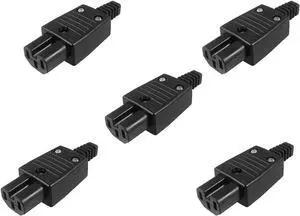 (5 Pack) IEC C15 Female Connector Electrical Adapter, DIY IEC320 C15 Rewireable Power Plug 3 Prong Adapter Power Converters 10A/250V (5 Pack) IEC C15 Female Connector Electrical Adapter, DIY IEC320 C15 Rewireable Power Plug 3 Prong Adapter Power Converters 10A/250V