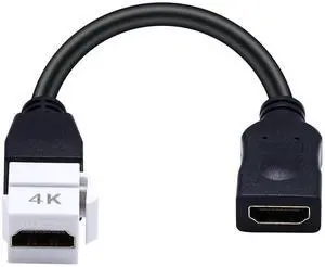 4K HDMI Keystone Jack Cable, 4K Female to Female HDMI Pigtail Cable, Keystone Wall Plate Pigtail Video Extension Cord Snap-in Connector Support 3D, 4K@60hz,8in/20cm 4K HDMI Keystone Jack Cable, 4K Female to Female HDMI Pigtail Cable, Keystone Wall Plate Pigtail Video Extension Cord Snap-in Connector Support 3D, 4K@60hz,8in/20cm