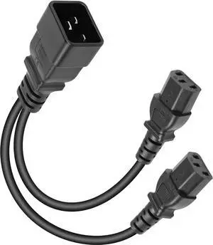 IEC C20 to 2 C13 Y Splitter Multi IEC Cable, Single IEC 320 C20 Male to Dual C13 Female Socket Y Split IEC Power Cord, One C20 to Two C13 Computer Power Cable,18AWG, 1ft/0.3m IEC C20 to 2 C13 Y Splitter Multi IEC Cable, Single IEC 320 C20 Male to Dual C13 Female Socket Y Split IEC Power Cord, One C20 to Two C13 Computer Power Cable,18AWG, 1ft/0.3m