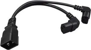 IEC C20 to 2 * C13 Elbow Plug Y Splitter Dual IEC Double,Single IEC 320 C20 Male to Dual 90-Degree Angle C13 Female Y Split,C19 Power Strip Multi IEC Cable,18AWG,1ft/0.3m IEC C20 to 2 * C13 Elbow Plug Y Splitter Dual IEC Double,Single IEC 320 C20 Male to Dual 90-Degree Angle C13 Female Y Split,C19 Power Strip Multi IEC Cable,18AWG,1ft/0.3m