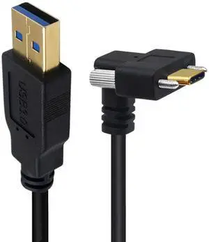 90 Degree Angle USB 3.1 Type-C Dual Screw Locking to Standard USB3.0 Data Cable 90 Degree for Camera ,1ft/0.3m 90 Degree Angle USB 3.1 Type-C Dual Screw Locking to Standard USB3.0 Data Cable 90 Degree for Camera ,1ft/0.3m