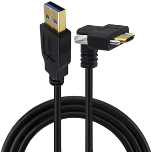90 Degree Angle USB 3.1 Type-C Dual Screw Locking to Standard USB3.0 Data Cable 90 Degree for Camera ,10ft/3m, Up/Down Angle 90 Degree Angle USB 3.1 Type-C Dual Screw Locking to Standard USB3.0 Data Cable 90 Degree for Camera ,10ft/3m, Up/Down Angle