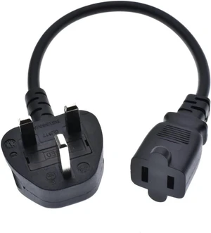 UK US Plug Adapter Short Power Cord ,UK BS1363 Male Plug to US 2 Prong NEMA 1-15P Female Socket Short Power Cord Plug,US UK Plug Adapter Cord,17AWG, 1.6ft/0.5m UK US Plug Adapter Short Power Cord ,UK BS1363 Male Plug to US 2 Prong NEMA 1-15P Female Socket Short Power Cord Plug,US UK Plug Adapter Cord,17AWG, 1.6ft/0.5m