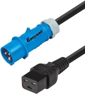 Heavy Duty Power Cord Plug, Blue IEC309 to IEC 320 C19 with Lock for UPS/PDU PC Power Cable (16A IEC309 to Locking C19, 10ft/3m) 16A With Lock Heavy Duty Power Cord Plug, Blue IEC309 to IEC 320 C19 with Lock for UPS/PDU PC Power Cable (16A IEC309 to Locking C19, 10ft/3m) 16A With Lock