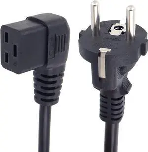 European Schuko to C19 Elbow Plug Power Cords, Euro CEE7/7 Schuko Male Plug to 90 Degree Left Angle IEC 320 C19 Power Cable,EU 220V Power Cord ,16AWG, 3ft/1m ,Left Angle C19 European Schuko to C19 Elbow Plug Power Cords, Euro CEE7/7 Schuko Male Plug to 90 Degree Left Angle IEC 320 C19 Power Cable,EU 220V Power Cord ,16AWG, 3ft/1m ,Left Angle C19