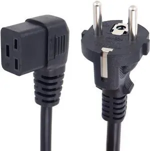 European Schuko to C19 Elbow Plug Power Cords, Euro CEE7/7 Schuko Male Plug to 90 Degree Right Angle IEC 320 C19 Power Cable,EU 220V Power Cord ,16AWG, 3ft/1m,Right Angle C19 European Schuko to C19 Elbow Plug Power Cords, Euro CEE7/7 Schuko Male Plug to 90 Degree Right Angle IEC 320 C19 Power Cable,EU 220V Power Cord ,16AWG, 3ft/1m,Right Angle C19