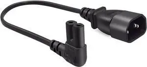 Standard Molded IEC C14 to C7 Elbow Plug Short Power Cord 1 Foot,IEC 60320 C14 Male to 90 Degree Angle C7 Figure 8 Appliance Power Cable,18AWG,1ft/30cm, Elbow C7 Standard Molded IEC C14 to C7 Elbow Plug Short Power Cord 1 Foot,IEC 60320 C14 Male to 90 Degree Angle C7 Figure 8 Appliance Power Cable,18AWG,1ft/30cm, Elbow C7