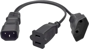 IEC C14 to EU4.0+NEMA 1-15R Power Cord, IEC 320 C14 to 1-15R & CEE 7/16 2-Pin Female Socket Short Adapter Power Splitter Cord for UPS PDU (C14 to 1-15R & EU4.0) IEC C14 to EU4.0+NEMA 1-15R Power Cord, IEC 320 C14 to 1-15R & CEE 7/16 2-Pin Female Socket Short Adapter Power Splitter Cord for UPS PDU (C14 to 1-15R & EU4.0)