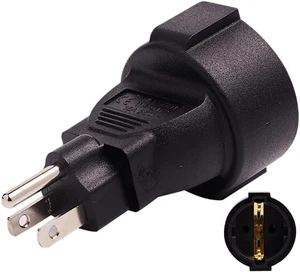 Schuko Female to NEMA5-15P Electrical Adapter, EU to US Plug Adapter, USA 3 Prong to European Receptacle Travel Adapter Power Converter, Euro US Plug Adapter,Europe Travel Essentials Schuko Female to NEMA5-15P Electrical Adapter, EU to US Plug Adapter, USA 3 Prong to European Receptacle Travel Adapter Power Converter, Euro US Plug Adapter,Europe Travel Essentials