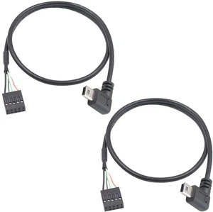 2 Pack Mini USB to Motherboard Cable 1.6FT/50CM, 90 Degree Right Angle Mini USB Male to 9pin Female Cable forcomputer motherboards Right Angle 2 Pack Mini USB to Motherboard Cable 1.6FT/50CM, 90 Degree Right Angle Mini USB Male to 9pin Female Cable forcomputer motherboards Right Angle