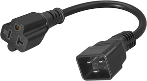 IEC C20 to 5-15R/5-20R Y Splitter Power Cord, IEC320 C20 Male to NEMA 5-15R & 5-20R Comb Y Split Dual Power Cable, 16Amp to T Blade 20Amp, 14AWG, 1ft/30cm IEC C20 to 5-15R/5-20R Y Splitter Power Cord, IEC320 C20 Male to NEMA 5-15R & 5-20R Comb Y Split Dual Power Cable, 16Amp to T Blade 20Amp, 14AWG, 1ft/30cm