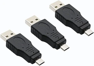 3 Pack USB 2.0 A Male to Micro Male Adapter, USB A Male to Micro Male Adaptor 3 Pack USB 2.0 A Male to Micro Male Adapter, USB A Male to Micro Male Adaptor