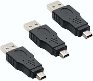 3 Pack USB 2.0 A Male to Mini Male Adapter, USB A Male to Mini Male Adaptor,USB 2.0 Type a Plug to Mini USB Male Adapter 3 Pack USB 2.0 A Male to Mini Male Adapter, USB A Male to Mini Male Adaptor,USB 2.0 Type a Plug to Mini USB Male Adapter