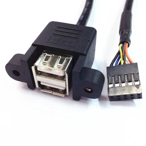 2 Ports USB 2.0 to Du-po-nt 9Pin Multiplier Splitter Adapter Cable, USB 2.0A Dual Ports Female Screw Panel Mount to Motherboard 9pin Female Header Cable Black ,25CM/0.8FT Style 2 2 Ports USB 2.0 to Du-po-nt 9Pin Multiplier Splitter Adapter Cable, USB 2.0A Dual Ports Female Screw Panel Mount to Motherboard 9pin Female Header Cable Black ,25CM/0.8FT Style 2