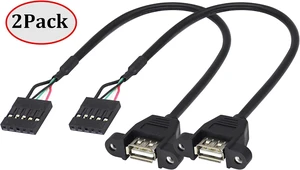 2 Pack USB 2.0 A to Dupont 5Pin Multiplier Splitter Adapter Cable, USB 2.0 A Female Screw Panel Mount to Motherboard 5pin Female Header Cable,1.6ft/0.5m 2 Pack USB 2.0 A to Dupont 5Pin Multiplier Splitter Adapter Cable, USB 2.0 A Female Screw Panel Mount to Motherboard 5pin Female Header Cable,1.6ft/0.5m