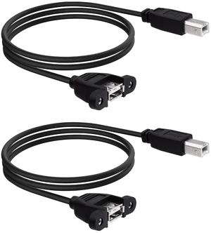 2 Pack Panel Mount USB A Female to B Male Cable, USB Type B Male to USB A 2.0 Female Cable Adapter Cable for Printer, Scanner, External Hard Drive, MIDI Controller, Docking Station,1.6ft/0.5m 2 Pack Panel Mount USB A Female to B Male Cable, USB Type B Male to USB A 2.0 Female Cable Adapter Cable for Printer, Scanner, External Hard Drive, MIDI Controller, Docking Station,1.6ft/0.5m