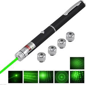5 in 1 Green Laser Pointer Pen Star Effect Caps 5 Laserheads Lazer Light