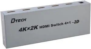 DTECH DT-7041 4 in 1 out HDMI Splitter 4Kx2K and high-definition 7.1 channel output switching support w/ 3D HDCP 1080P Support with IR Remote