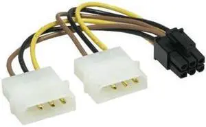 Dual 4-pin Molex LP4 to 8 Pin PCI Express Video Card Power Adapter Converter Cable,2X 4 pin to 6 pin splitter cable