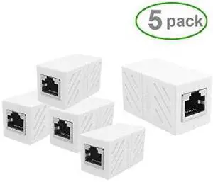 5PCS X RJ45 Coupler, In-Line Coupler Cat7/Cat6/Cat5e Ethernet Cable Extender Adapter Female to Female (White)20311 5PCS X RJ45 Coupler, In-Line Coupler Cat7/Cat6/Cat5e Ethernet Cable Extender Adapter Female to Female (White)20311