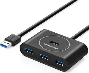 USB 3.0 4 Port Bus-powered Hub with 1m Shielded Cable for iMac, MacBook Pro Air, Raspberry Pi, PCs and Laptops no driver Black
