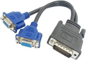 DMS-59 Pin Male to 2 Dual VGA Female Y Splitter Video Card Adapter Cable DMS-59 Pin Male to 2 Dual VGA Female Y Splitter Video Card Adapter Cable