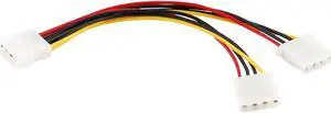 Computer Molex 4 Pin Power Supply Y Splitter Cable, 4-pin Molex Male to 2x Female Power Y-Splitter Cable IDE IP4 Extension Adapter