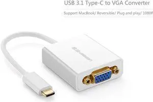 USB-C to VGA Adapter,USB 3.1 Type C USB-C to VGA Male Adapter for Apple Macbook 12inch and Google Chromebook Pixel (white,40274) USB-C to VGA Adapter,USB 3.1 Type C USB-C to VGA Male Adapter for Apple Macbook 12inch and Google Chromebook Pixel (white,40274)