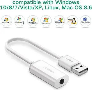 Ugreen USB Sound Adapter, USB External Sound Audio Adapter with 3.5mm Stereo for Headset 30712 Ugreen USB Sound Adapter, USB External Sound Audio Adapter with 3.5mm Stereo for Headset 30712