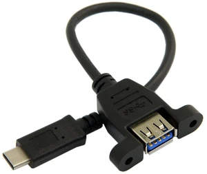 USB-C USB 3.1 Type-C Male to USB 3.0 A Female OTG Adapter Cable with Panel Mount Screws 20cm/8 inch USB-C USB 3.1 Type-C Male to USB 3.0 A Female OTG Adapter Cable with Panel Mount Screws 20cm/8 inch