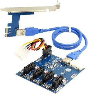 PCI-e Express 1x to 4 Port 1x Switch Multiplier Splitter Hub Riser Card with USB 3.0 Cable PCI-e Express 1x to 4 Port 1x Switch Multiplier Splitter Hub Riser Card with USB 3.0 Cable