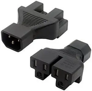 IEC320  C14 to 2 x Nema 5-15R Power Adapter Y Splitter C14 to 2 x US 3pin Socket /Plug converter
