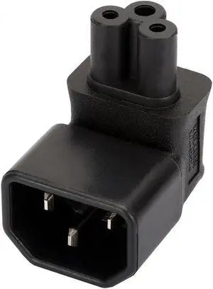 [2 Pack] IEC 320 C14 to C5 Right Angle AC Power Plug Adapter,  IEC 3Pole Male to C5 Mickey Mouse 90Degree Angle AC Converter, C14 to C5 Vertical Angle AC Connector Adapter, Black Color
